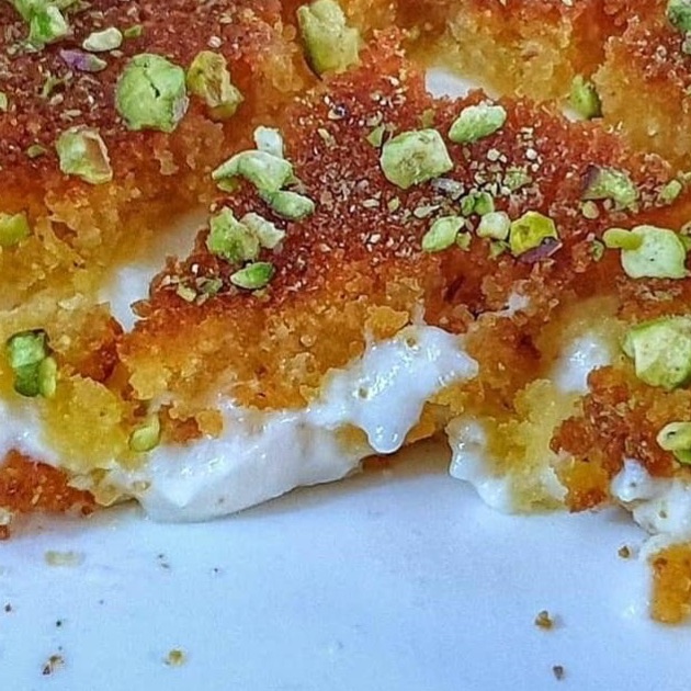 بسبوسه بالكنافه والقشطة لذيذة جدأ