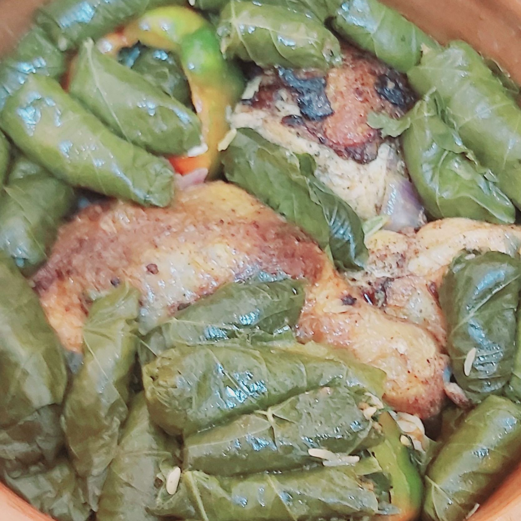 طاجن ورق عنب بالفراخ