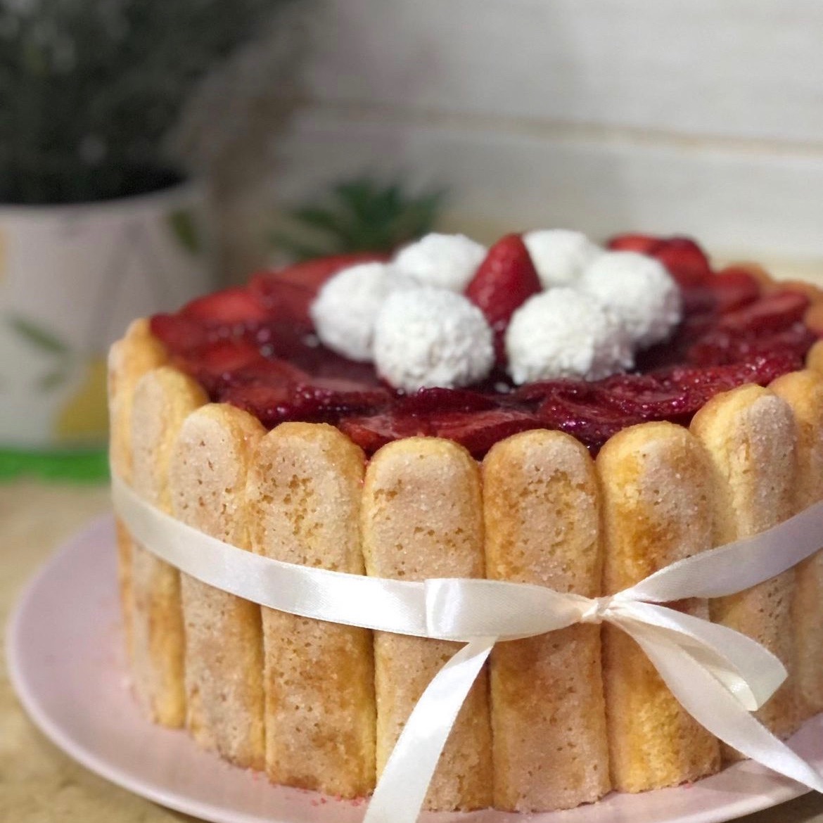 cake charlotte strawberry 🍓 شارلوت فراوله