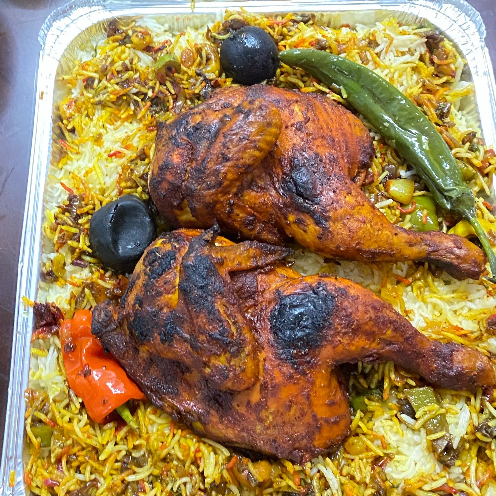 كبسة الشيهانه الحساويه رز ابيض/حشو/دجاجه محمر