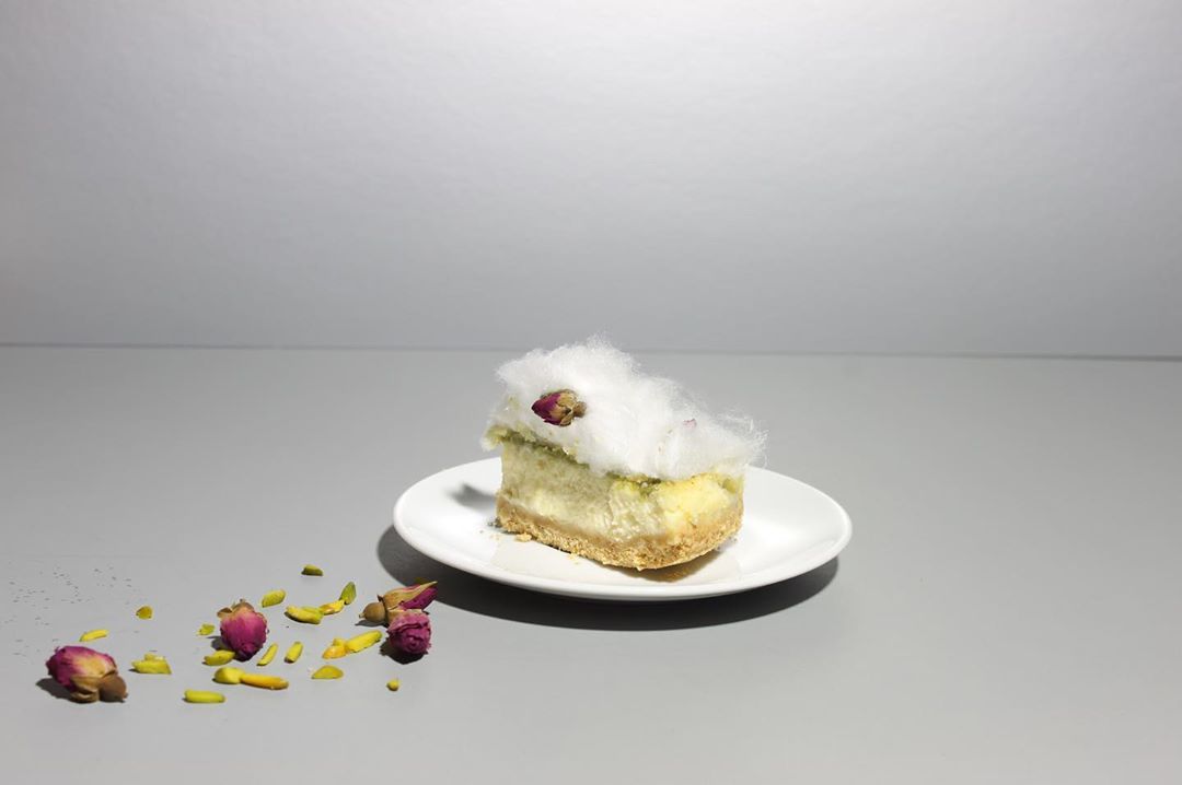 بيستاشيو تشيز كيك مع كوتن كاندي - Pistachio cheesecake with cotton candy #تشيزكيك #لذيذ #ف