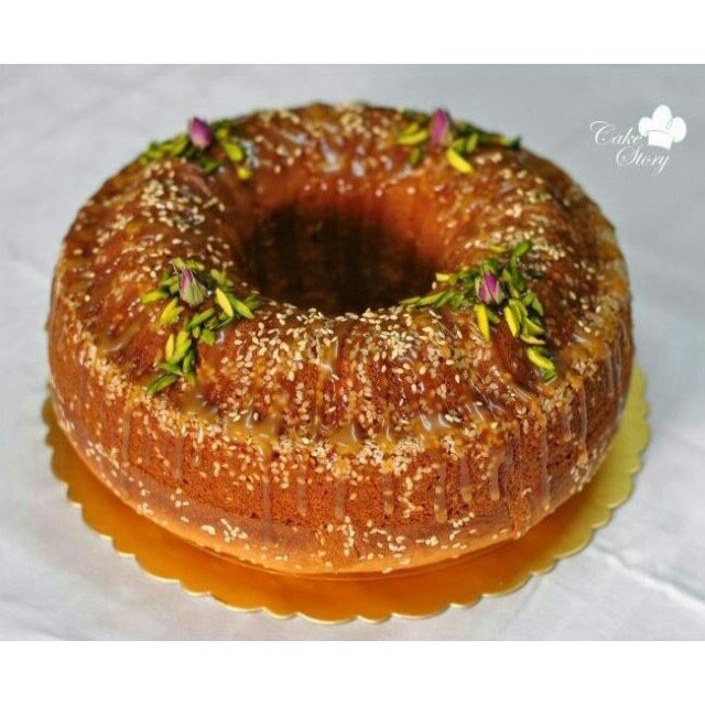 كيكة قرص عقيلي بصوص التوفي لعشاق نكهة الهيل والزعفران والسمسم ♡ للطلب أو الاستفسار واتس اب