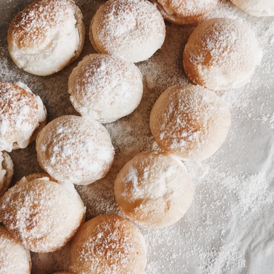 Cloudy Cream puff ☁️ 25 - 30 pieces = 45 SR. . . للطلب من خلال الموقع أعلى الصفحة