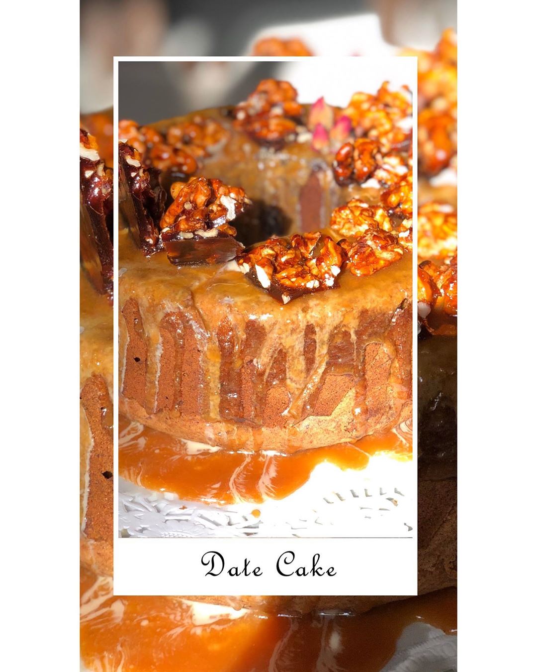 One peace isn’t enough! Luscious date cake with caramel sauce. • • كيكة التمر بصوص الكارام
