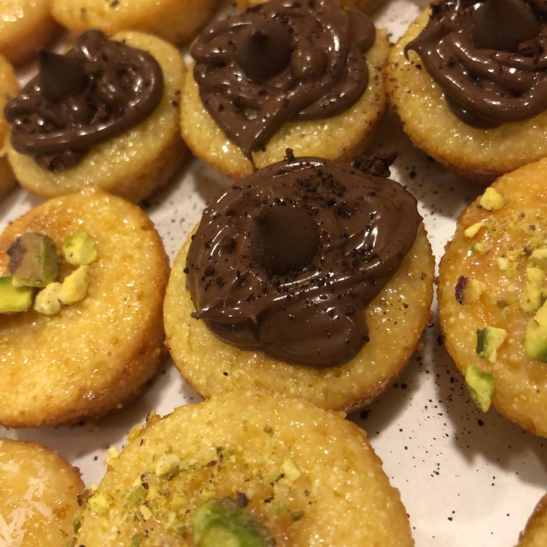 Special Order #mini #basboosa #pistachio #nutella #cream #riyadh
