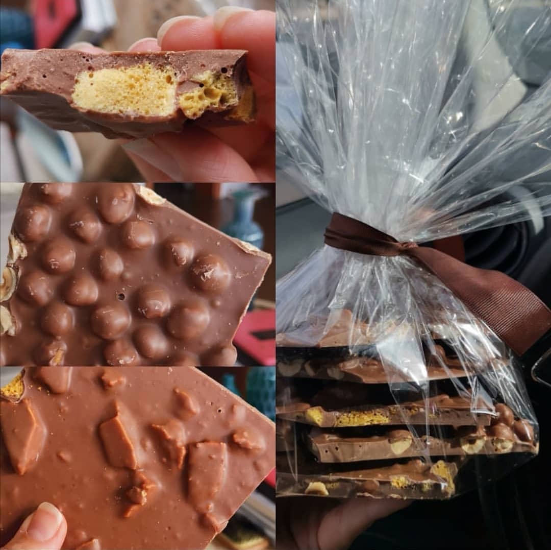 Caramelized Hazelnuts and honeycomb slabs Thanks for the photo
