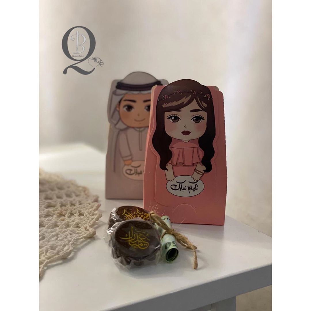 #كوين_بيكر #توزيعات_العيد ميني بوكسات ل احباب الله ب اضافة قطعة شكولاته او معمول ❤️ الكميه