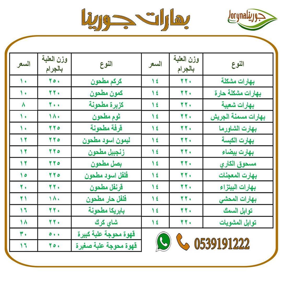 #بهارات و #توابل #جورينا لمذاق أطيب اطلبوها أينما كنتم تصل إلى منازلكم . توصيل سريع داخل ا