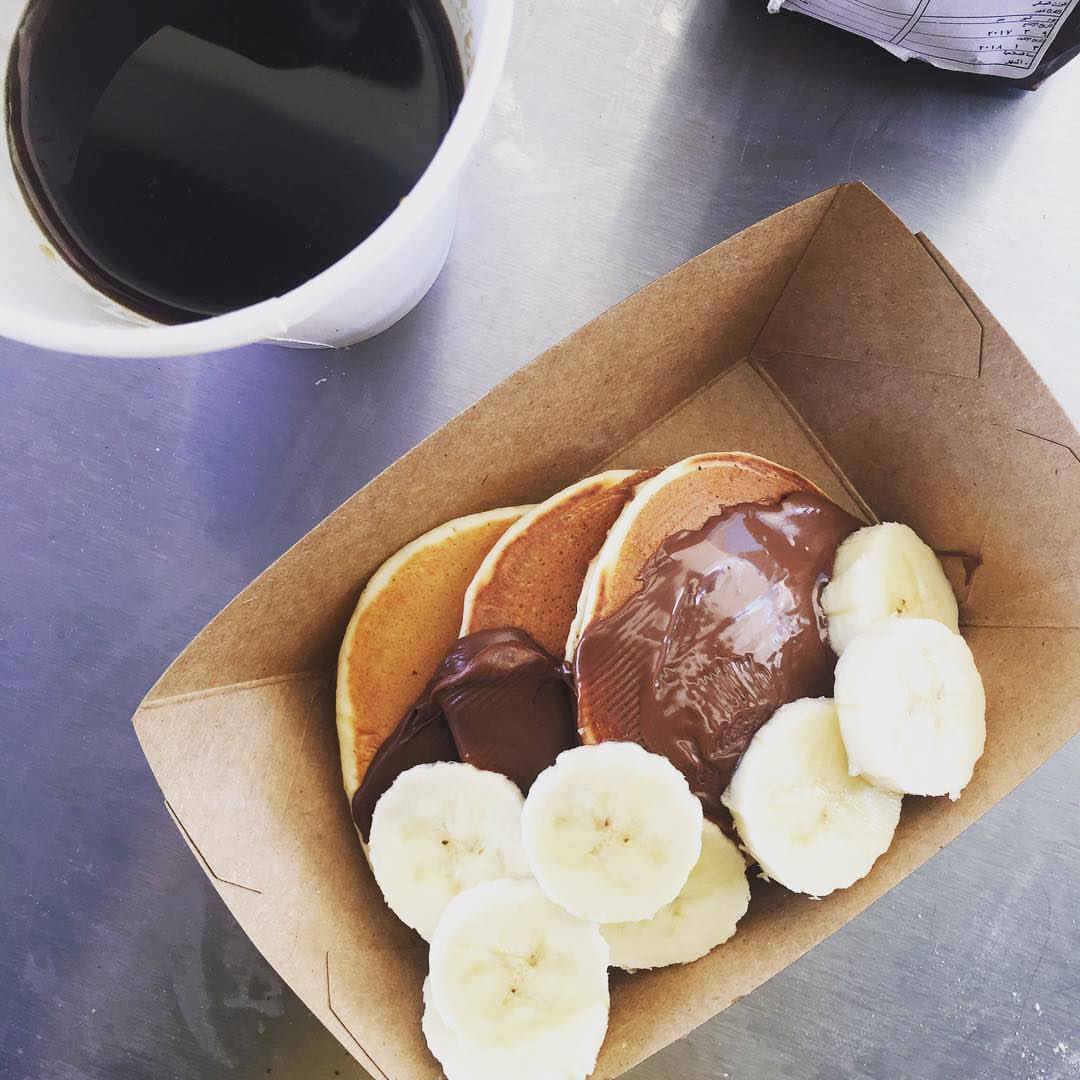 Nutella and banana's! Yes please ☕️ #breakfast #thebreakfastwindow #pancake #coffee