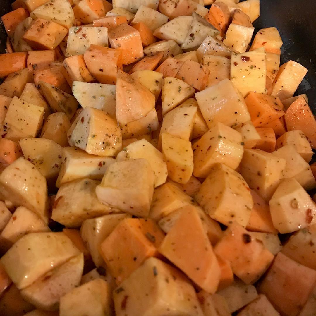All spiced up and ready to hit the oven #SaladOnTheGo #saladlife #healthyeating #salad #sa