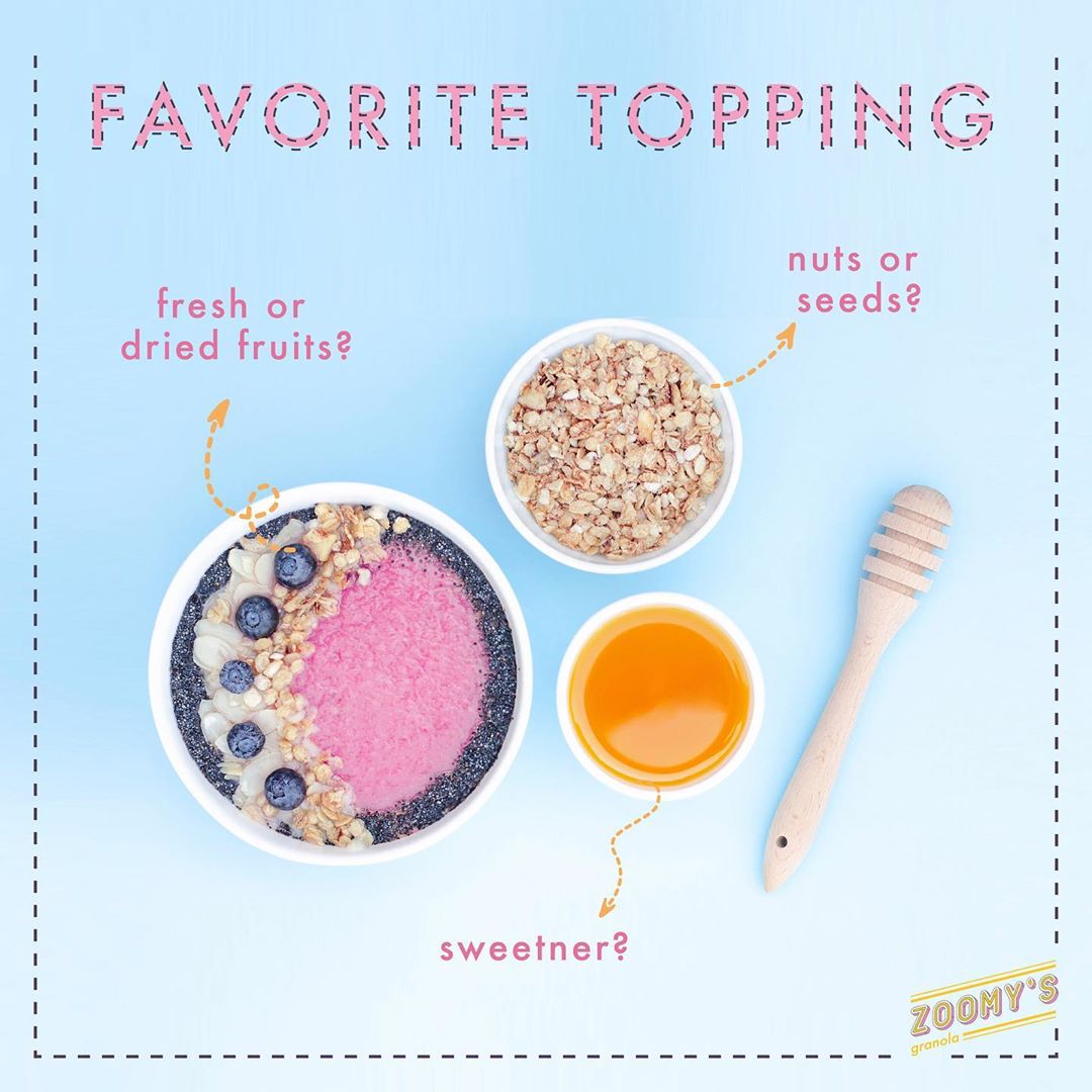 Here are some of our favorite toppings!⚡️ . . . . #granola #healthyfood #oatmeal #benefit