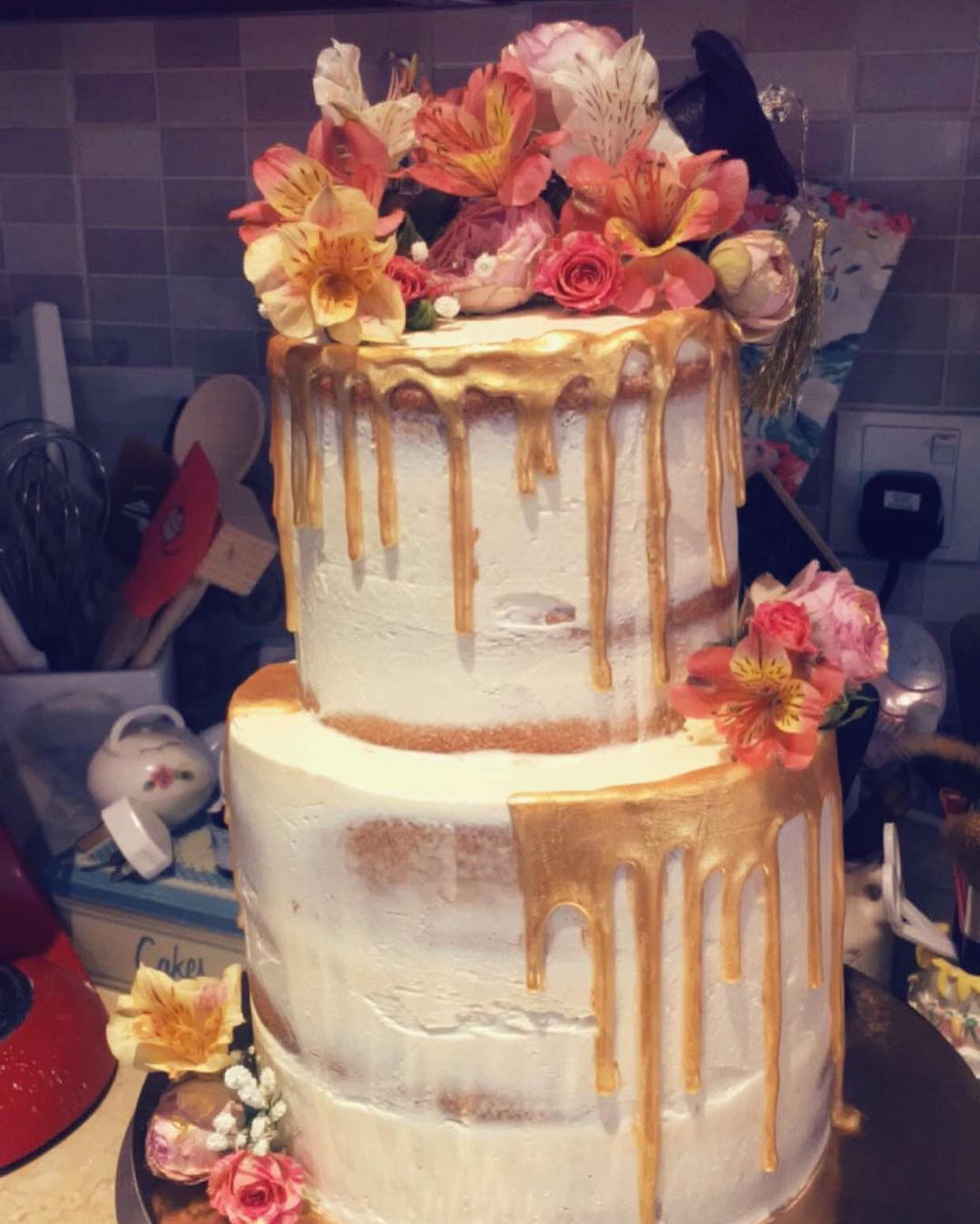 Golden Drip Cake ✨