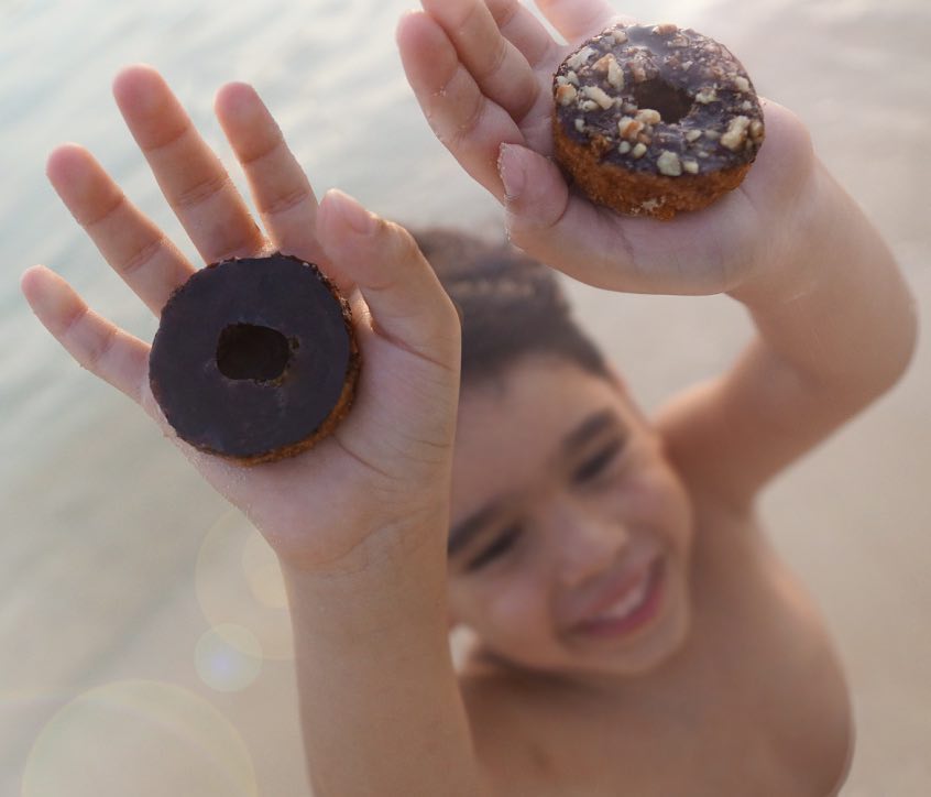 This Lactose Intolerant boy is enjoying his Dairy-free Paleo donuts this summer ❤️ #donutl