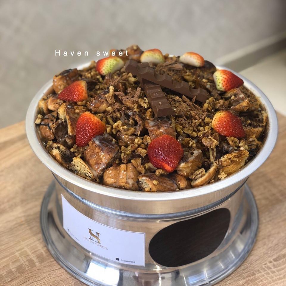 بودينغ الكرواسون بالقرفة والشوكولاتة✨
