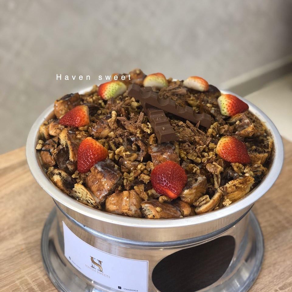 بودينغ الكرواسون بالقرفة والشوكولاتة✨