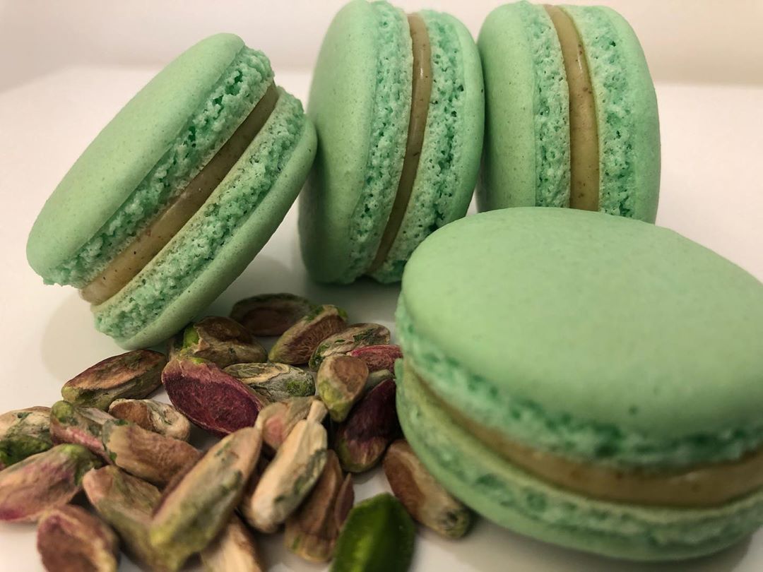 Pistachio Macarons ماكرون البيستاشيو ... • • #Macarons #Chocolate #Mocha # Strawberry #Pis