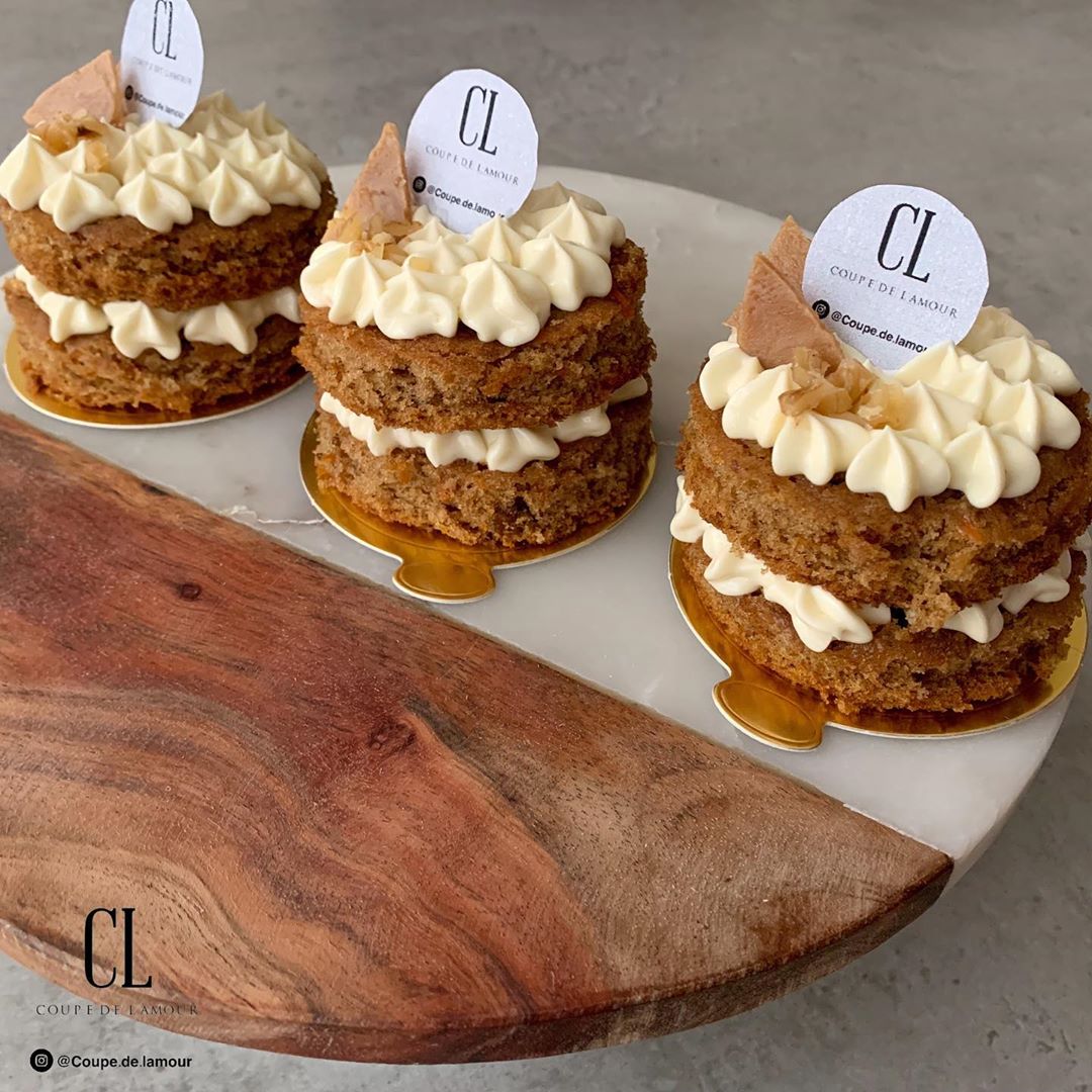⠀ كيكة الجزر بكل الاحجام لذيذه ✨ Carrot Cake #coupe_de_lamour bakery #كوبي_دي_لامور
