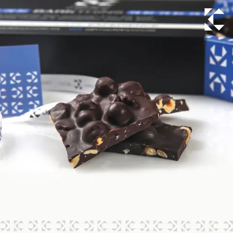 | Hazelnut with see salt.. A balanced diet is a chocolate in both hands Balance it with our Dark BarkThins..