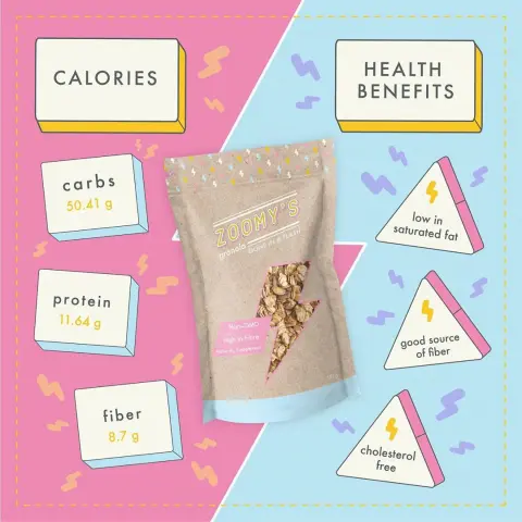 ‏ Zoomy’s calories & health benefits⚡️ . . . . ‏#granola #healthyfood #oatmeal #benefits #snack #food #health #jeddah #ramadan #loudthings