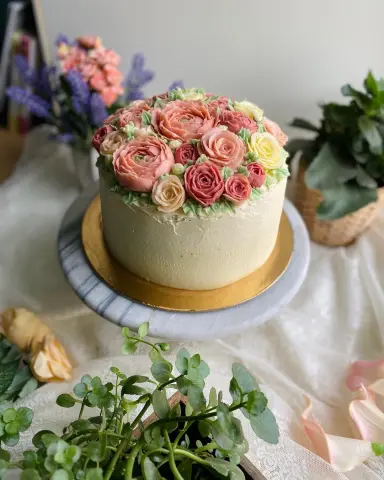Spring vibes . . . #spring #springiscoming #cakecakecake #cakeoftheday #flowersbouquet #butterflowerscake #moistbuttercake #koreanbuttercreampipping
