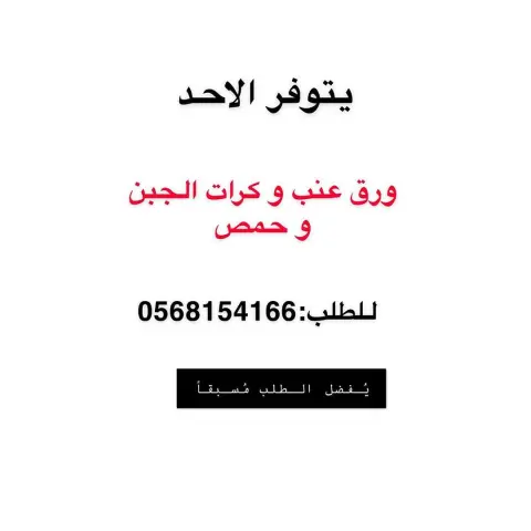 متوفر ورق عنب سبايسي و بارد و كرات الجبن